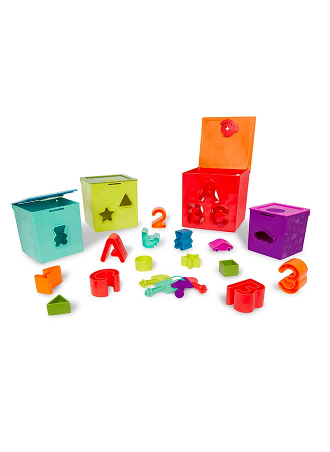 BATTAT - Sorting and Stacking Boxes, Activity Box Play Set, Lock and Learn Activity Cubes, Pre School Toys, Best Gift for Babies and Toddlers - Image 1