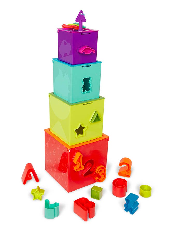 BATTAT - Sorting and Stacking Boxes, Activity Box Play Set, Lock and Learn Activity Cubes, Pre School Toys, Best Gift for Babies and Toddlers - Image 1