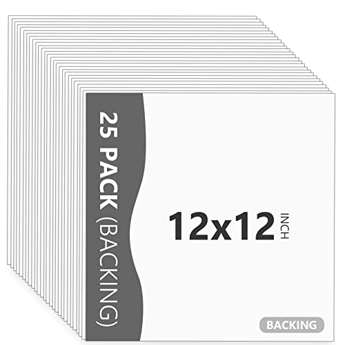 صندوق 25 قطعة من ألواح الدعم فقط 12x12 مات غير مقطوعة مات بورد خالية من الحمض نواة بيضاء ألواح دعم مثالية للصور واللوحات والطباعة والإطارات والفنون