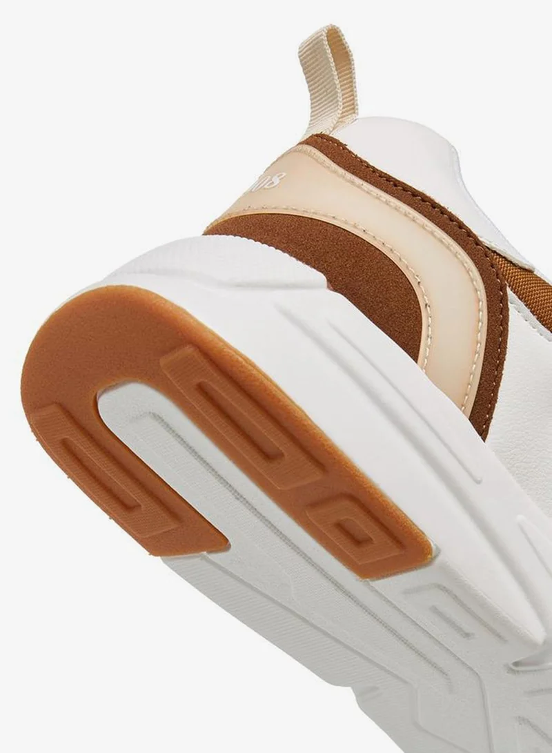 Lee Cooper BEIGE Men's Panelled Lace-Up Sneakers with Pull Tab for Men | Best Price UAE