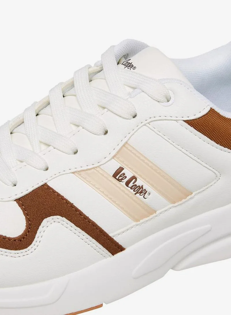 Lee Cooper BEIGE Men's Panelled Lace-Up Sneakers with Pull Tab for Men | Best Price UAE