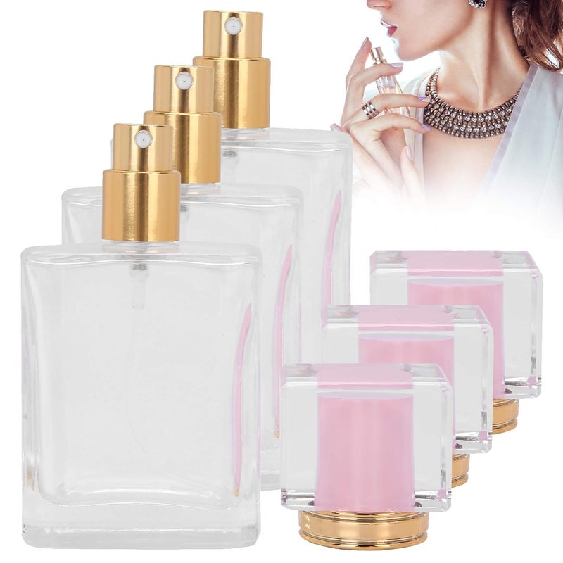 klarako Perfume Bottle, Refillable Glass Spray Bottle Clear Liquid Atomizer Container Holder Empty Perfume Spray Bottle Mini Portable Travel Atomizer 3 X 50ml (Pink) Pink - Image 2