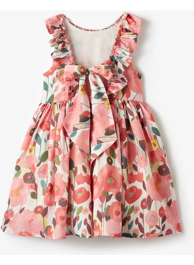 جون June Girl Floral Patterned Bow Dress Multicolour