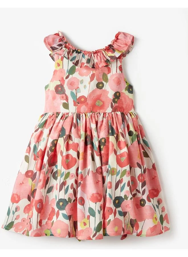 جون June Girl Floral Patterned Bow Dress Multicolour