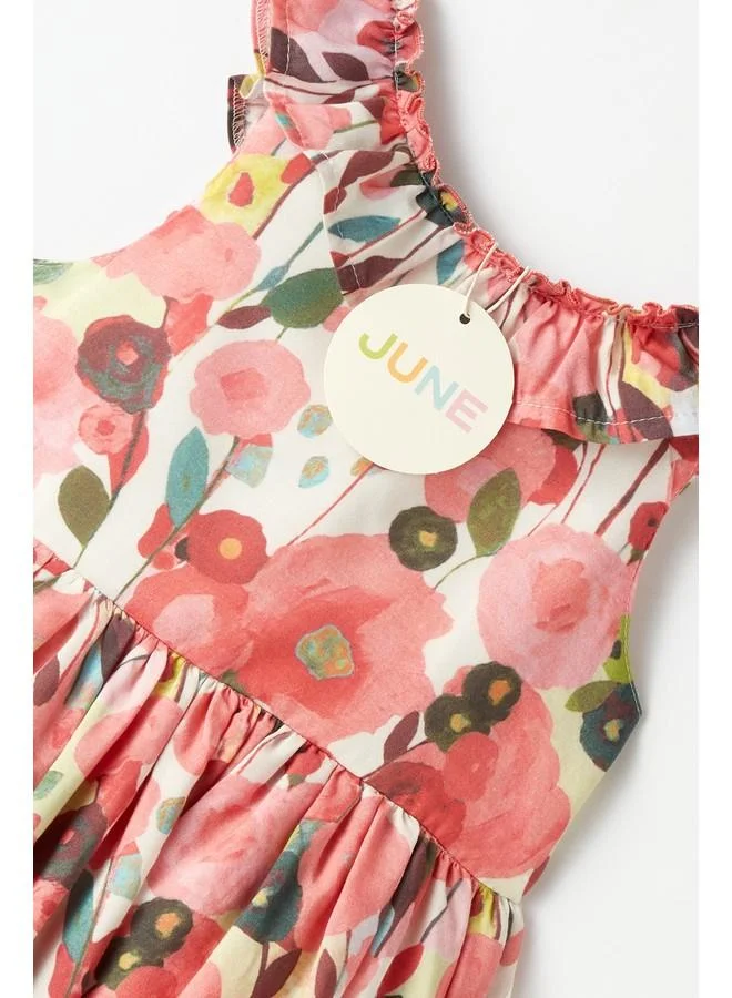 جون June Girl Floral Patterned Bow Dress Multicolour
