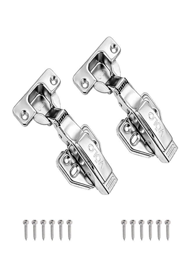 VOLO Soft Close Cabinet Hinges - Stainless Steel Concealed Clip On Hinges, Full Overlay Crank 0 Hydraulic Door Hinges for Kitchen Wardrobe Silver | 1 Pair (2 Pieces) - Image 1