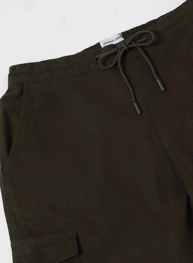 Dennis Lingo olive green Men'S Dark Olive Cotton Blend Solid Pattern Full Length Chinos Tapered Trouser for Men | Best Price UAE