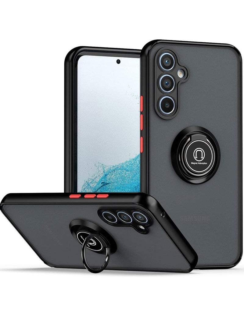 Raxoom Shockproof Galaxy A54 5G Case with Metal Ring Kickstand â€“ Magnetic Car Mount Holder & Matte Hard Back Bumper Cover (Black/Grey) - Image 1