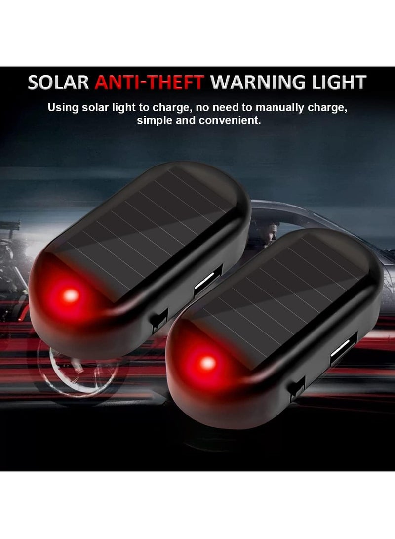 2PCS Car Solar Power Simulated Dummy Alarm, Anti-Theft LED Flashing Security Light Fake Lamp, Auto Warning Interior Safety Lights with USB Charger Port, Car Accessories for Most Cars (Red/2PCS) - Image 2