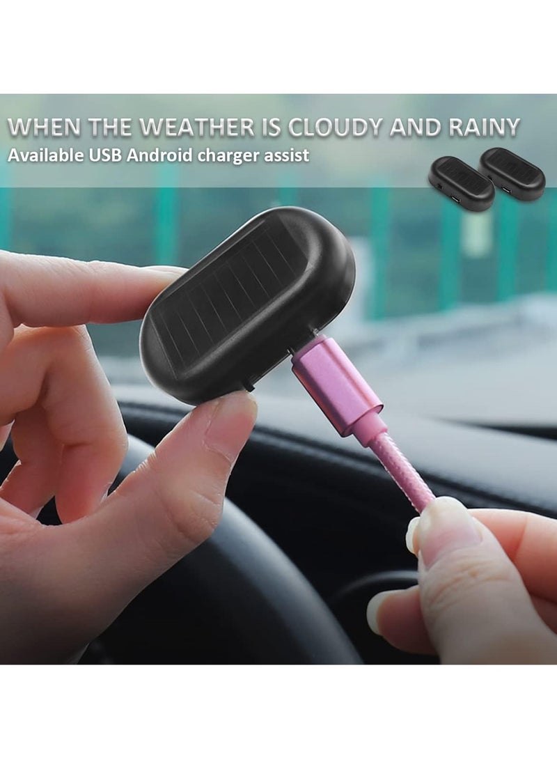 2PCS Car Solar Power Simulated Dummy Alarm, Anti-Theft LED Flashing Security Light Fake Lamp, Auto Warning Interior Safety Lights with USB Charger Port, Car Accessories for Most Cars (Red/2PCS) - Image 4