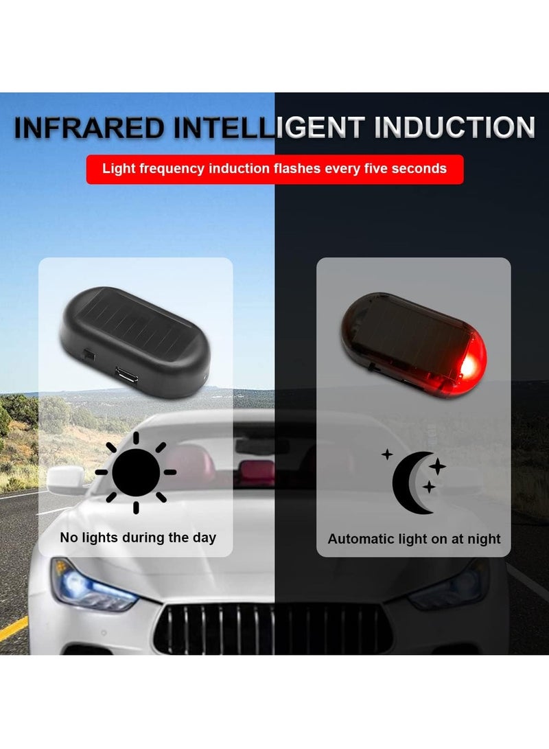 2PCS Car Solar Power Simulated Dummy Alarm, Anti-Theft LED Flashing Security Light Fake Lamp, Auto Warning Interior Safety Lights with USB Charger Port, Car Accessories for Most Cars (Red/2PCS) - Image 3