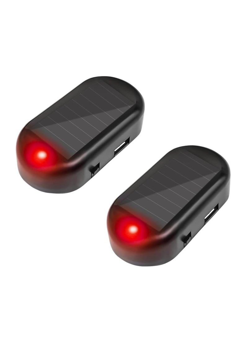 2PCS Car Solar Power Simulated Dummy Alarm, Anti-Theft LED Flashing Security Light Fake Lamp, Auto Warning Interior Safety Lights with USB Charger Port, Car Accessories for Most Cars (Red/2PCS) - Image 1
