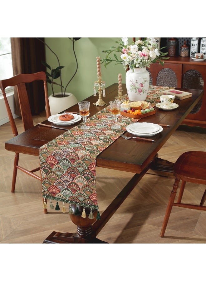American retro long table runner, tea table, table cloth and flag, light luxury jacquard embroidery long tablecloth 30*180cm - Image 1