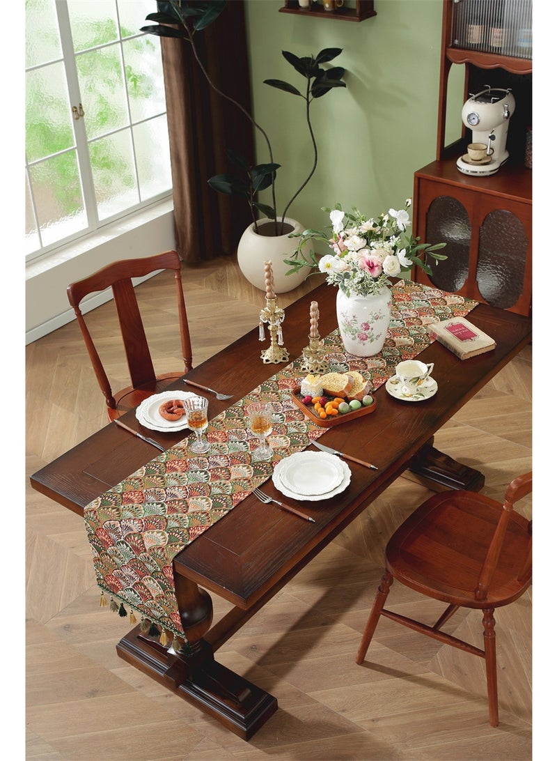 American retro long table runner, tea table, table cloth and flag, light luxury jacquard embroidery long tablecloth 30*180cm - Image 3