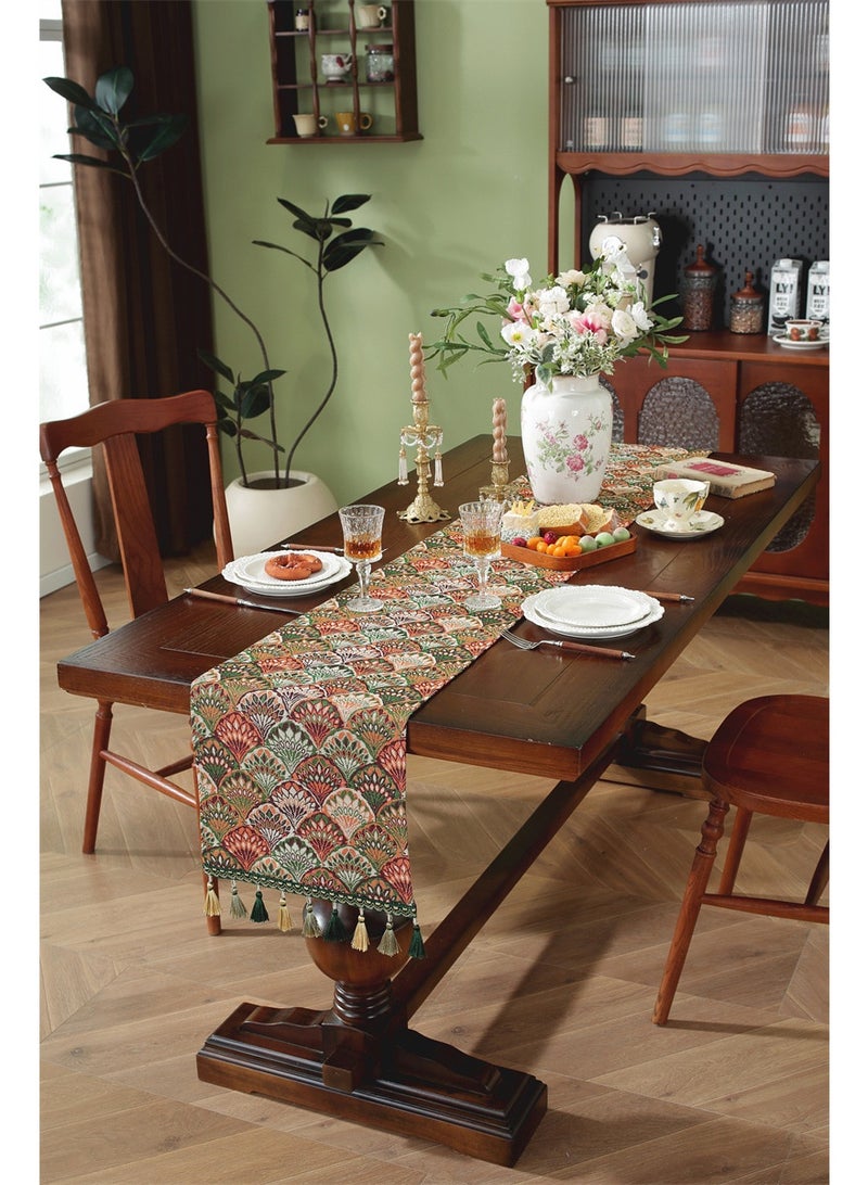 American retro long table runner, tea table, table cloth and flag, light luxury jacquard embroidery long tablecloth 30*180cm - Image 2