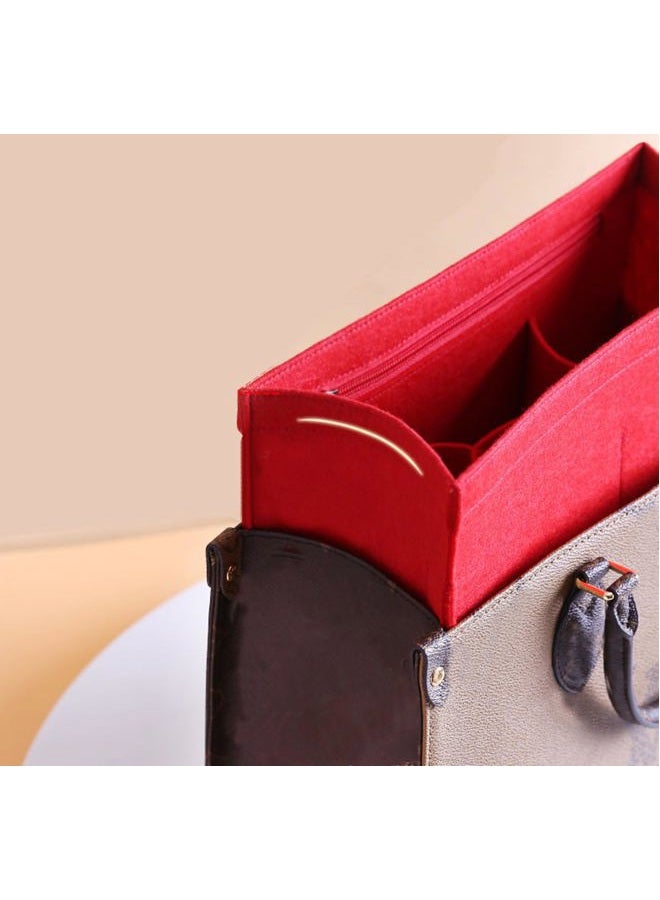 Lckaey Bag Organizer for Onthego MM bag Felt Purse Insert with Detachable Zipper Pocket ONTHEGO Insert Removable1080red -M - Image 5