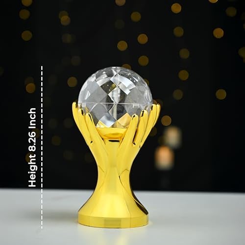 HindCraft Colorful LED Crystal Globe Table Lamp with Golden Handstand + 360° Rotating Disco LED Bulb – Multi-Color Light for Home, Party, Bedroom, Office – Mothers Day Gift & Décor - Image 3