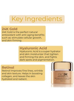 GLO24K UNLEASH THE POWER OF GOLD Glo24K Night Cream With 24K Gold Retinol Vitamins And Hyaluronic Acid Optimally Hydrate Your Skin While You Sleep  - Image 4