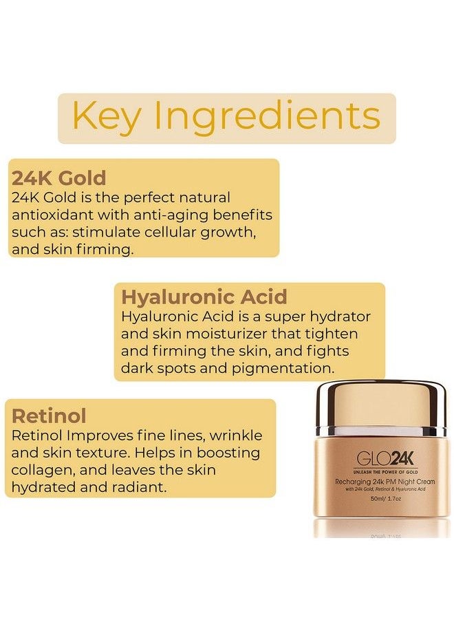 GLO24K UNLEASH THE POWER OF GOLD Glo24K Night Cream With 24K Gold Retinol Vitamins And Hyaluronic Acid Optimally Hydrate Your Skin While You Sleep  - Image 4
