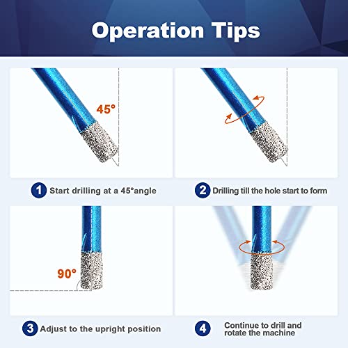 BRSCHNITT Dry Diamond Core Drill Bit Set,BRSCHNITT 5pcs 1/4 Inch (6mm) Diamond Hole Saw Core Drill Bit with Triangle Shank for Porcelain Tile Ceramic Stone Granite Marble - Image 4