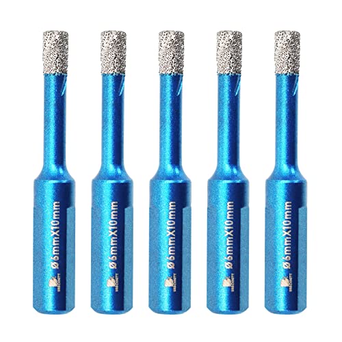 BRSCHNITT Dry Diamond Core Drill Bit Set,BRSCHNITT 5pcs 1/4 Inch (6mm) Diamond Hole Saw Core Drill Bit with Triangle Shank for Porcelain Tile Ceramic Stone Granite Marble - Image 1
