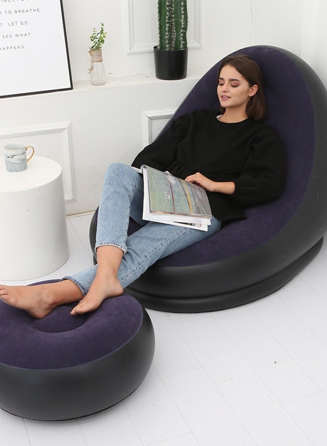 2 in 1 Inflatable Folding Recliner Single Inflatable Sofa Set Inflatable Sofa Outdoor Lazy Boy Sofa with Inflatable Pump - Image 4