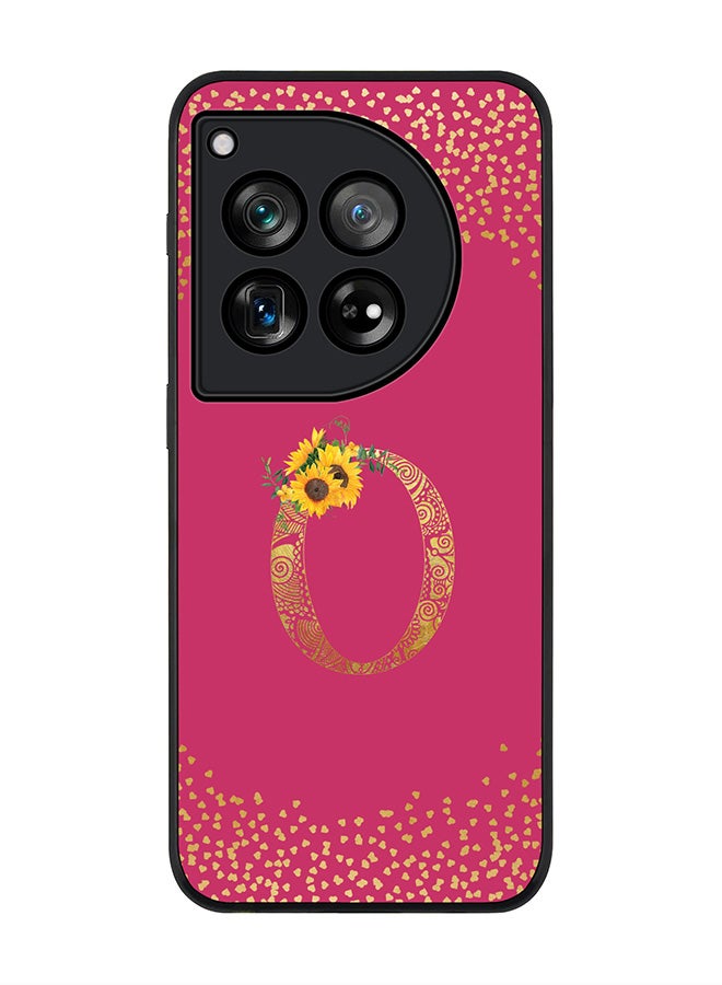 Stylizedd Rugged Black edge case for OnePlus 12R / OnePlus Ace 3 5G,Slim fit Cover Custom Monogram Initial Letter Floral Pattern Alphabet - O (Deep Pink Rose) - Image 1