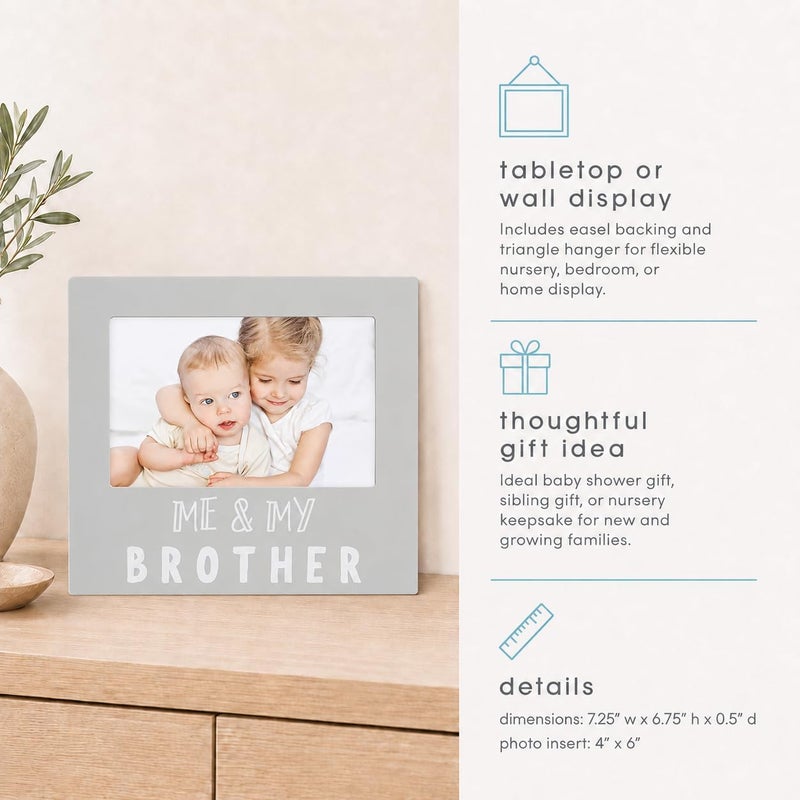 pearhead Me and My Brother Sentiment Photo Frame,Sibilng Pictures, Gray,1 Count(Pack of 1) - Image 2