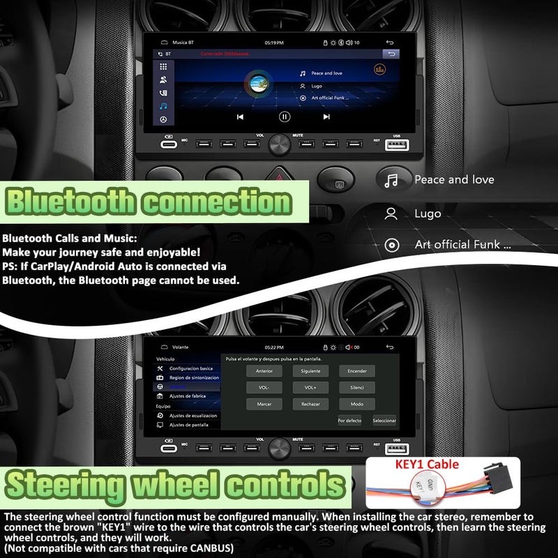 Pyniro Universal Single Din Car Stereo with Wireless CarPlay & Android Auto, 6.86" IPS Touch Screen Head Unit with Backup Camera/External Microphone, Car Radio Supports Bluetooth/SWC/FM/USB - Image 4