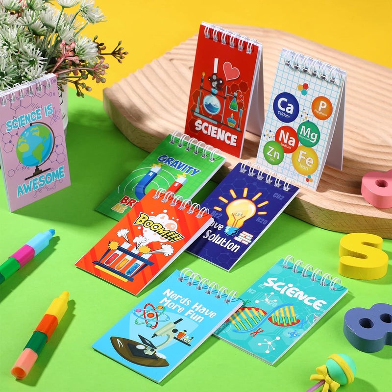 Teling Teling 24 Pieces Science Party Mini Notepads Science Party Favors Memo Spiral Tiny Notebooks Bulk Teacher Classroom Reward Prizes Piata Gift Bags Fillers Supply for Boys Girls Birthday  - Image 4