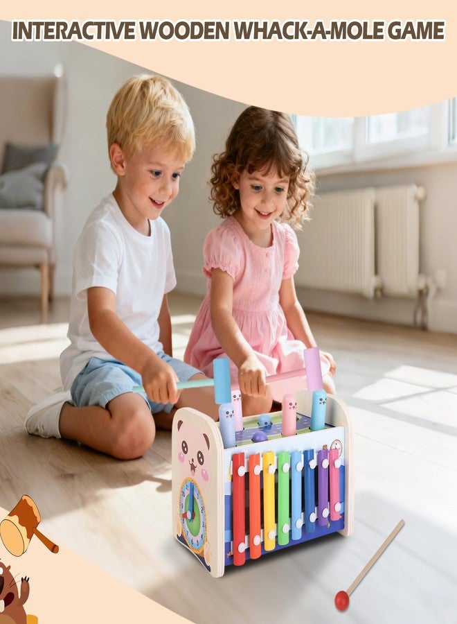 Liangding Wooden Montessori Toys for 1 Year Old - Hammering Pounding Toy with Xylophone & Dog Clock | Spinning Gear - Educational Toddler Activities for 1 2 3 4 Year Old Christmas Birthday Gifts - Image 4