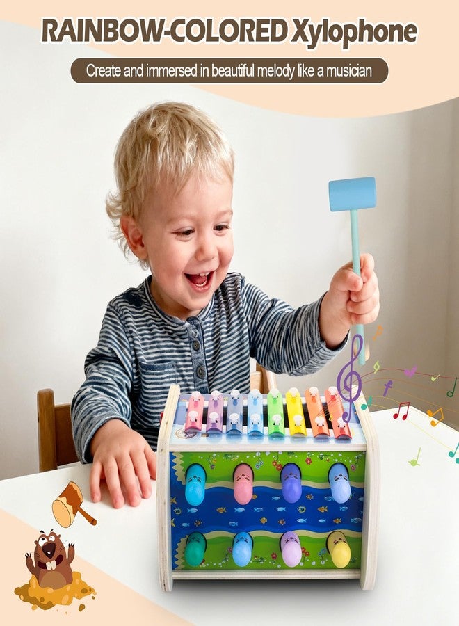 Liangding Wooden Montessori Toys for 1 Year Old - Hammering Pounding Toy with Xylophone & Dog Clock | Spinning Gear - Educational Toddler Activities for 1 2 3 4 Year Old Christmas Birthday Gifts - Image 3