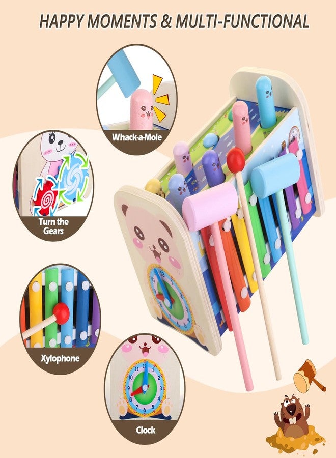 Liangding Wooden Montessori Toys for 1 Year Old - Hammering Pounding Toy with Xylophone & Dog Clock | Spinning Gear - Educational Toddler Activities for 1 2 3 4 Year Old Christmas Birthday Gifts - Image 2