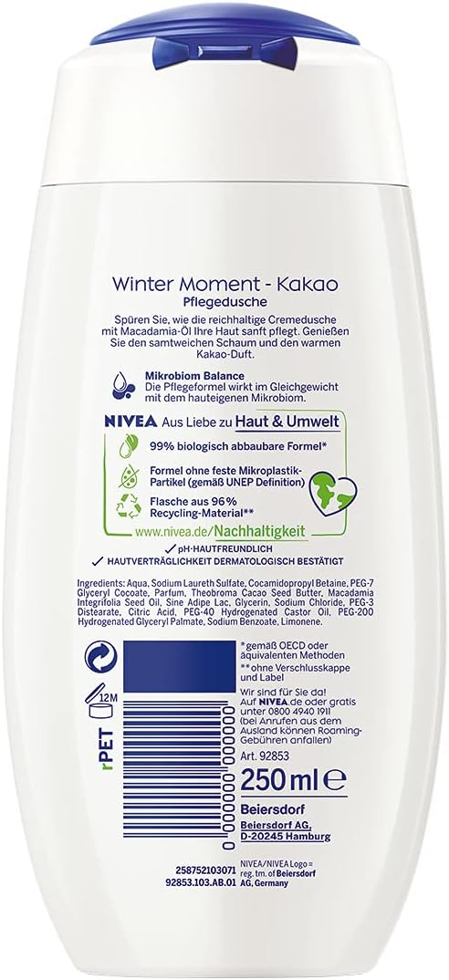 NIVEA Winter Moment Shea Shower Gel 250 Ml Winter Shower Gel with Scent of Shea Butter Shower Creme with Nourishing Oil