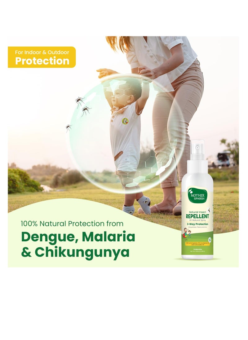 Mother Sparsh - Mother Sparsh Natural Insect Repellent Spray For Babies  With Citronella  Eucalyptus and Lemongrass Oil | 100% Protection from Mosquitoes  Fleas and Ants 100ml - Image 1