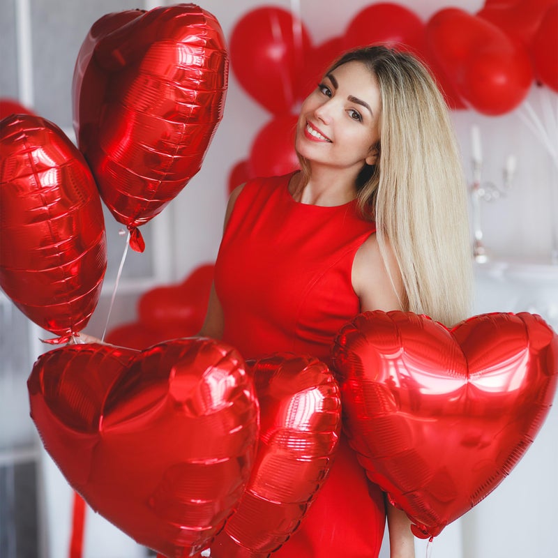 LINAYE Red Heart Foil Balloons 18 Inch, 30PCS Valentines Heart Balloons Mylar, Heart Shape Balloons for Valentines Day Anniversary Wedding Party Valentines Day Decorations Decor - Image 3