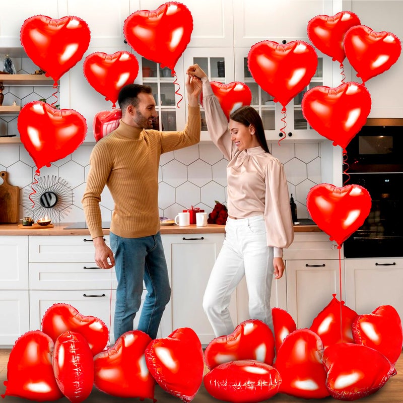 LINAYE Red Heart Foil Balloons 18 Inch, 30PCS Valentines Heart Balloons Mylar, Heart Shape Balloons for Valentines Day Anniversary Wedding Party Valentines Day Decorations Decor - Image 4