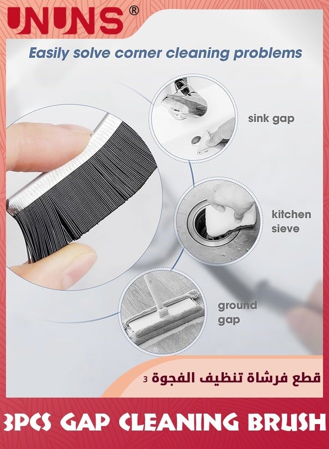 UNUNS Gap Cleaning Brush,3 Pcs Multifunctional Brush Crevice Tool,Bathroom Brush,Grout Cleaner Hard Bristle - Image 3