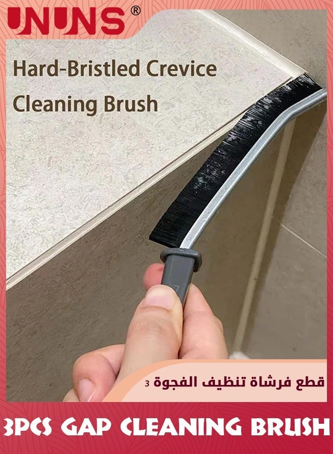 UNUNS Gap Cleaning Brush,3 Pcs Multifunctional Brush Crevice Tool,Bathroom Brush,Grout Cleaner Hard Bristle - Image 2