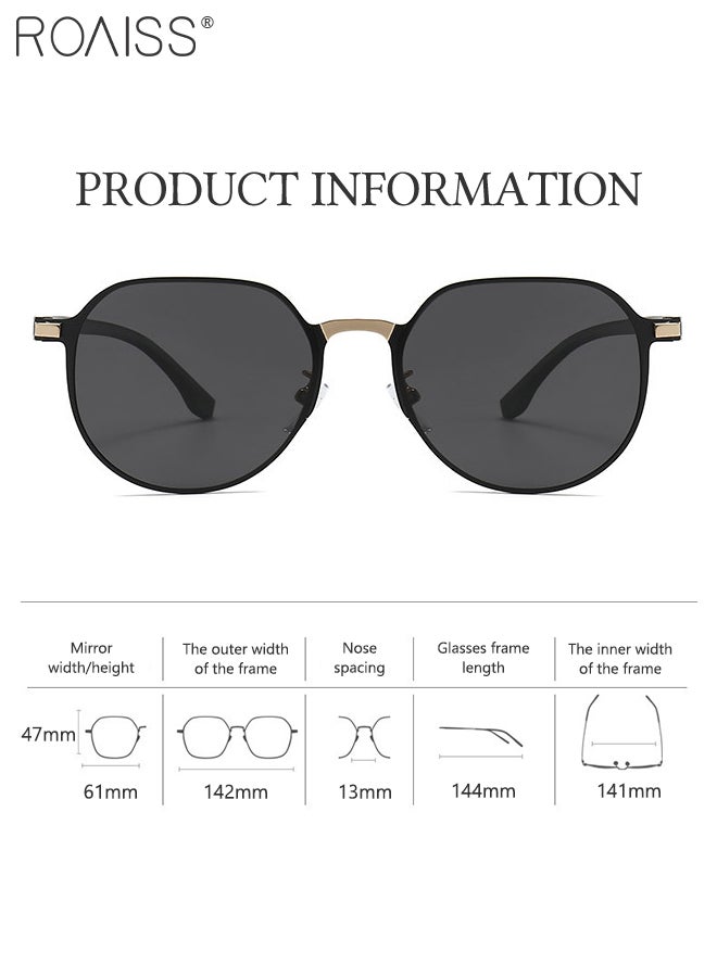رويس نظارات شمسية دائرية مستقطبة للقيادة للرجال، نظارات شمسية للحماية من الأشعة فوق البنفسجية 400، نظارات شمسية عصرية مضادة للتوهج للرجال للصيد والسفر ولعب الجولف، مقاس 61 مم - Image 3