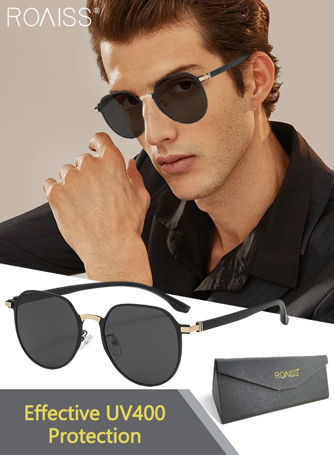 رويس نظارات شمسية دائرية مستقطبة للقيادة للرجال، نظارات شمسية للحماية من الأشعة فوق البنفسجية 400، نظارات شمسية عصرية مضادة للتوهج للرجال للصيد والسفر ولعب الجولف، مقاس 61 مم - Image 1