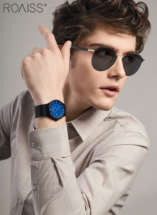 رويس نظارات شمسية دائرية مستقطبة للقيادة للرجال، نظارات شمسية للحماية من الأشعة فوق البنفسجية 400، نظارات شمسية عصرية مضادة للتوهج للرجال للصيد والسفر ولعب الجولف، مقاس 61 مم - Image 2