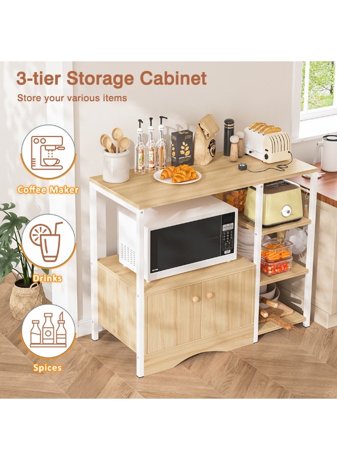 Canadel Coffee Corner with 3-Tier Shelves, Kitchen Storage Rack with 5 S-Hooks & Metal Frame – Heavy Duty Microwave Stand, Easy Assembly - Image 2