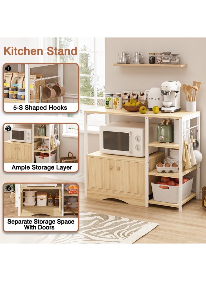 Canadel Coffee Corner with 3-Tier Shelves, Kitchen Storage Rack with 5 S-Hooks & Metal Frame – Heavy Duty Microwave Stand, Easy Assembly - Image 4