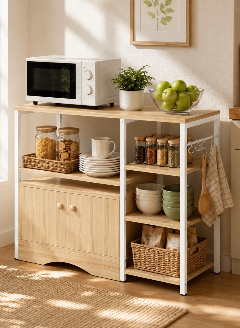 Canadel Coffee Corner with 3-Tier Shelves, Kitchen Storage Rack with 5 S-Hooks & Metal Frame – Heavy Duty Microwave Stand, Easy Assembly - Image 1