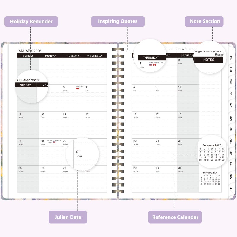 VALOME 2026 Planner, Weekly and Monthly Calendar Academic Planner, Jan 2026 - Dec 2026, Planning Agenda Book for Desk Accessories and School Supplies - A5 (6.3'' x 8.5'') - Image 2