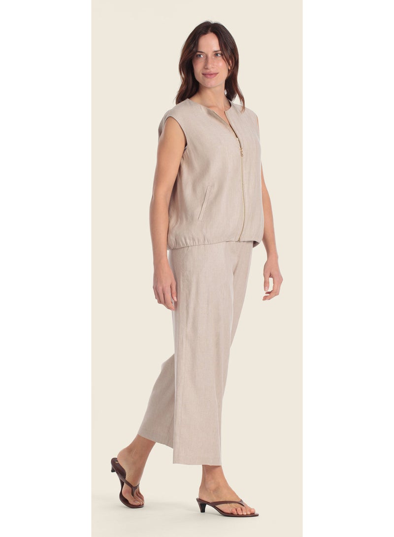 GERRY WEBER Casually Cut Vest Made Of Linen Blend Fabric With Zipper - Image 3