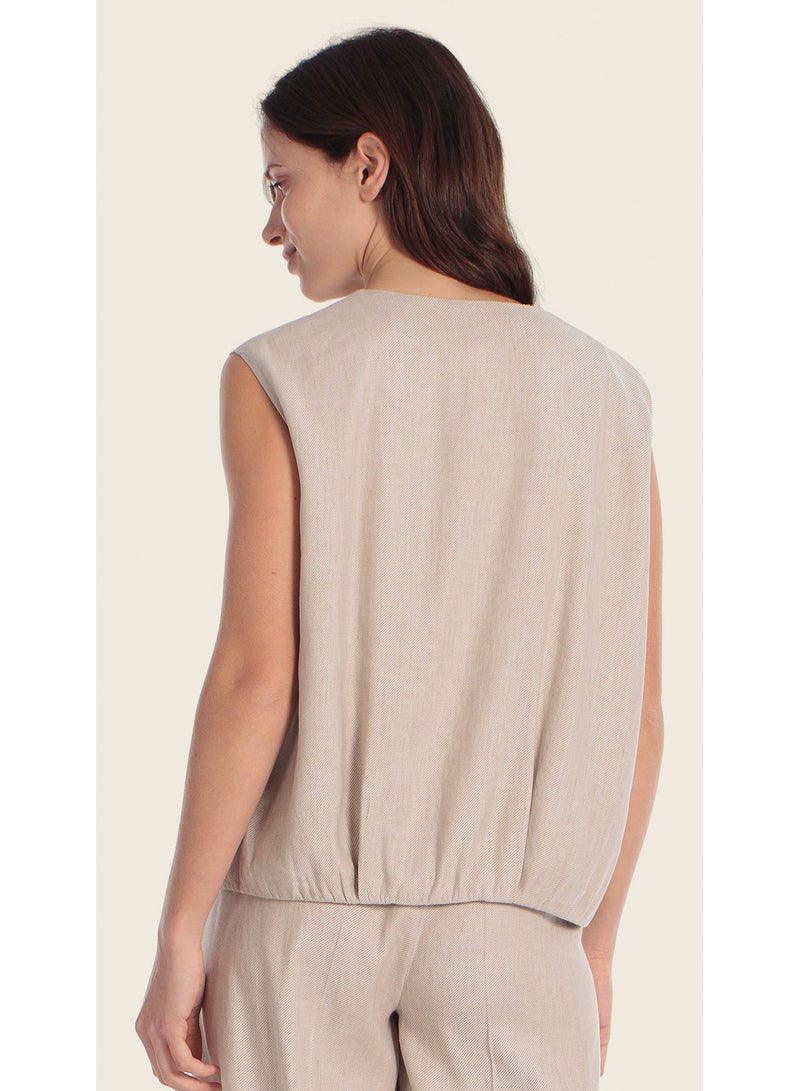 GERRY WEBER Casually Cut Vest Made Of Linen Blend Fabric With Zipper - Image 2