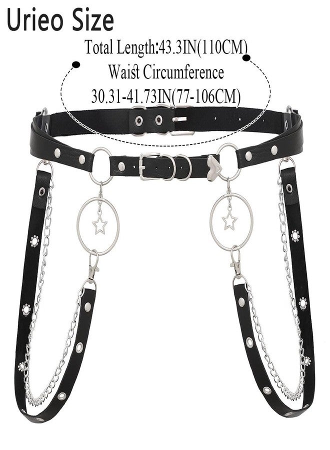 اوريو حزام خصر من الجلد بنمط بانك من Urieo، مزين بنجمة سوداء، بتصميم قوطي، مجوهرات للنساء - Image 4