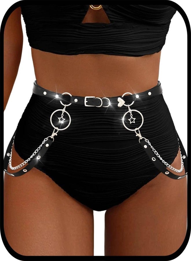 اوريو حزام خصر من الجلد بنمط بانك من Urieo، مزين بنجمة سوداء، بتصميم قوطي، مجوهرات للنساء - Image 1